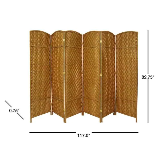 7 ft. Light Beige 6-Panel Room Divider