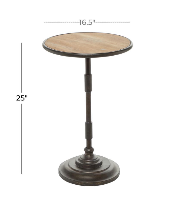 16.5 in. x 25 in. Round Wood Accent Coffee Table with Dark Grey Metal Base KB849