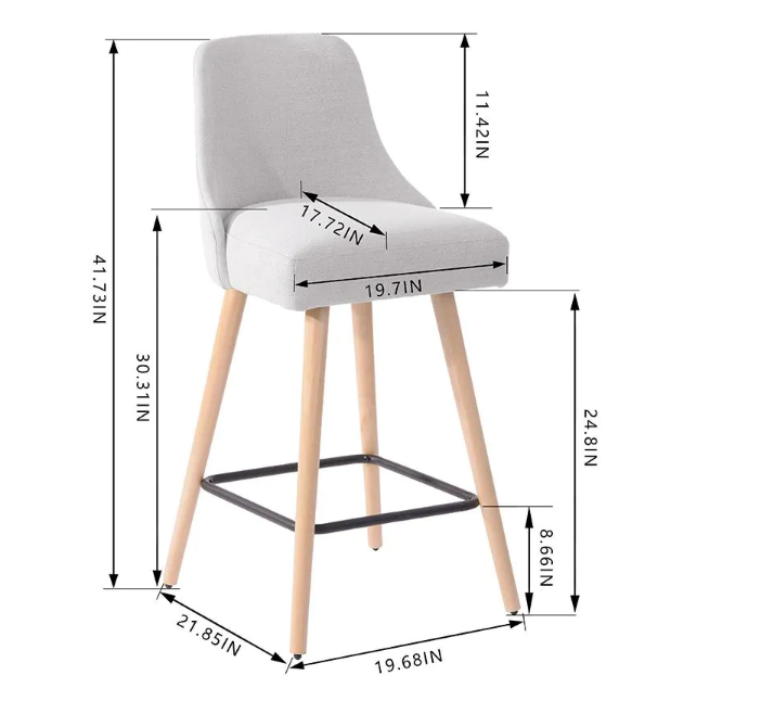 Benfield Natural Finish Upholstered Bar Stool with Back and Biscuit Beige Seat (Set of 2) (19.68 in. W x 41.73 in. H) VB368