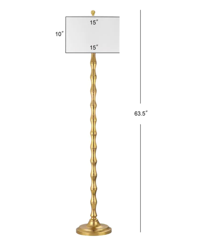 Aurelia 63.5 in. Antique Gold Curved Floor Lamp with Off-White Shade