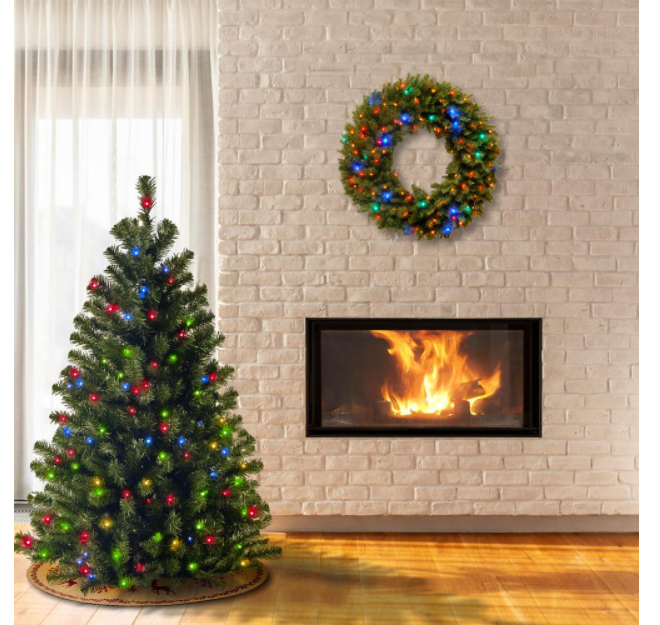 4.5 ft. North Valley Spruce Artificial Christmas Tree with Multicolor Lights