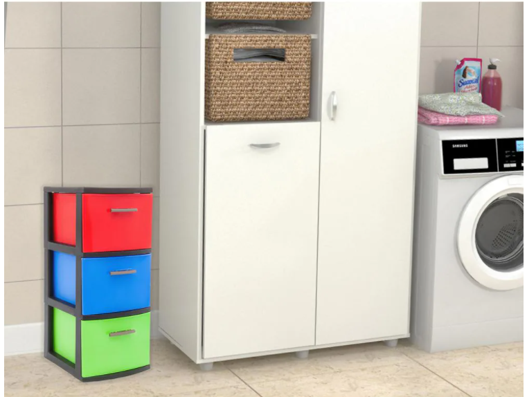 13 in. W x 23.9 in. H x 15 in. D Bright Multi-Color Resin 3-Drawer Storage Cabinet