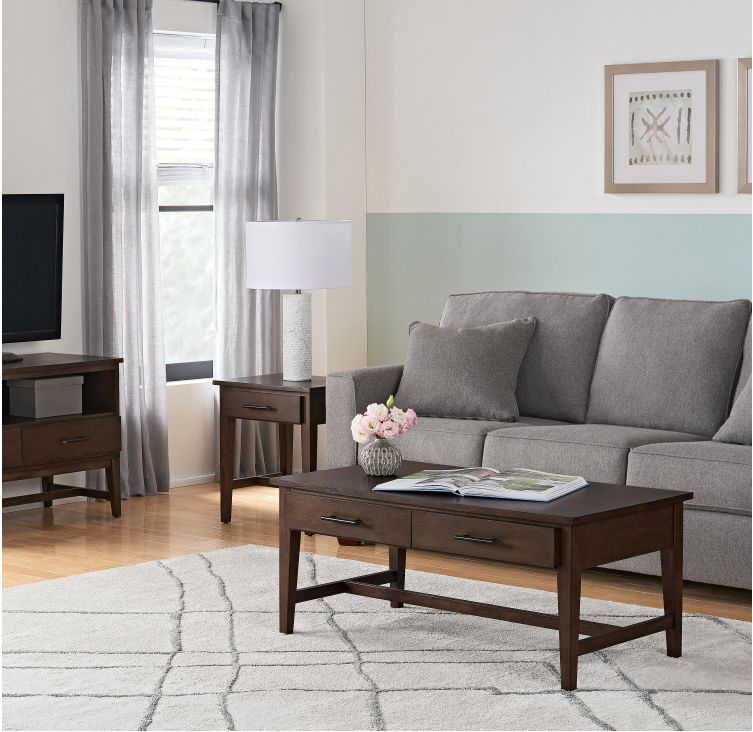 Bellamy Smoke Brown Wood 2 Drawer TV Stand with Cord Management (42 in. W x 25 in. H) VB393