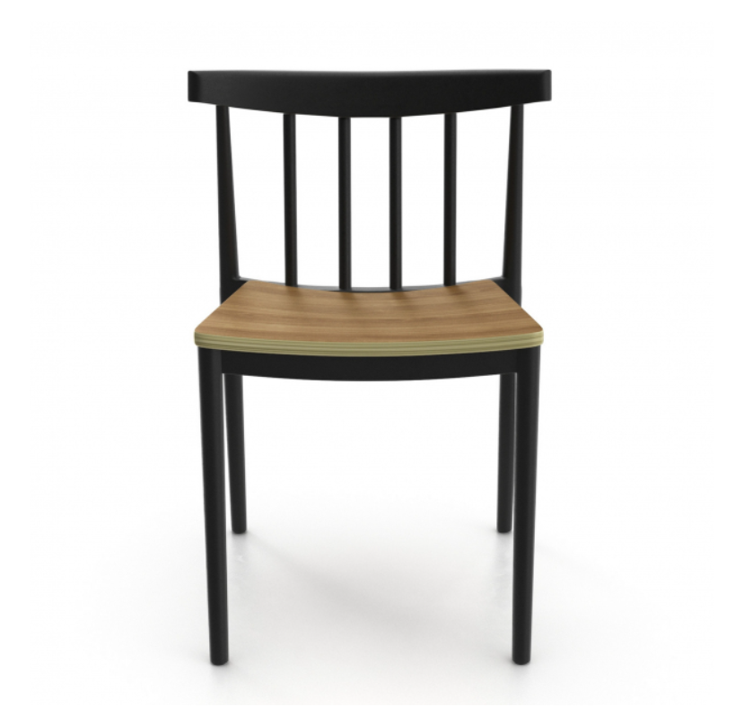 2pc set ben side chair in black/natural, 2-piece set