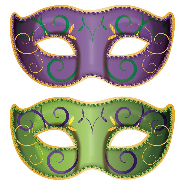 2 piece Jumbo Mardi Gras Mask Standup Set (Set of 8)