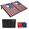 2' x 3' American Flag Solid Manufactured Wood Cornhole Board with Carrying Case