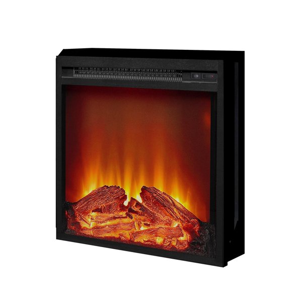 18" x 18" Glass Front Electric Fireplace Insert, Black