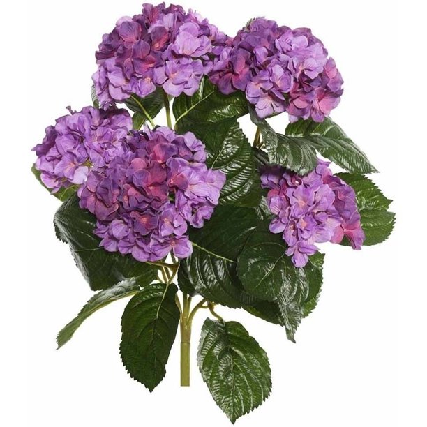 7.5" Lavender Polyester Hydrangea Bush with 30 Leaves and 204 Flowers
