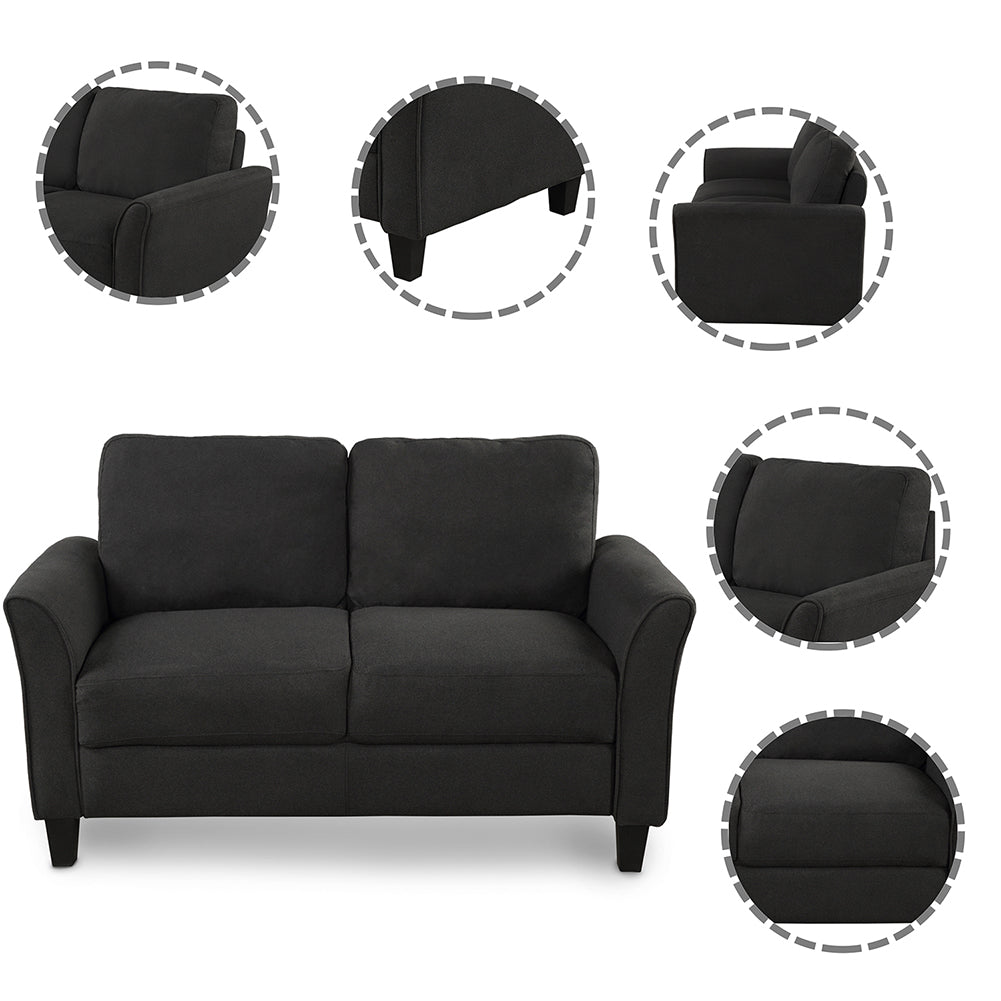 Zewfffr Living Room Furniture Love Seat Sofa Double Seat Sofa (Loveseat Chair)(Black)-WF191003AAB K8826