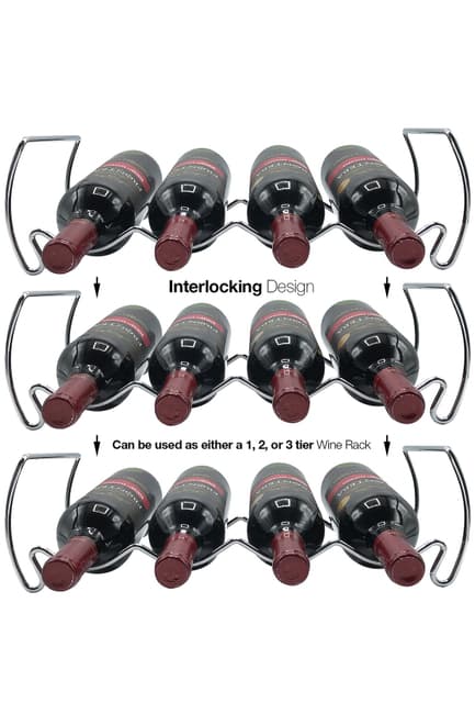 3-Tier Stackable Wine Rack - Silver EJ457