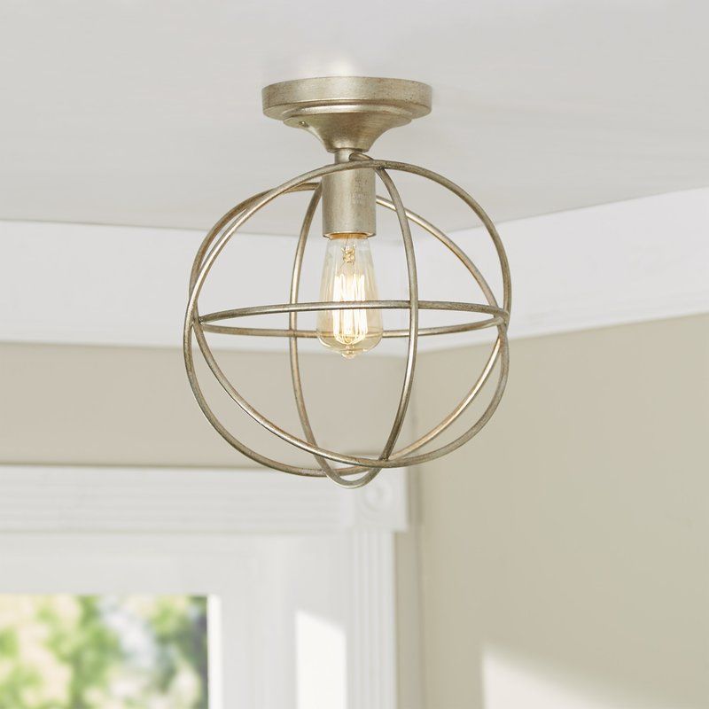 9.5" 1-Light Caged Semi-Flush Mount, Silver Gold (#K5187)