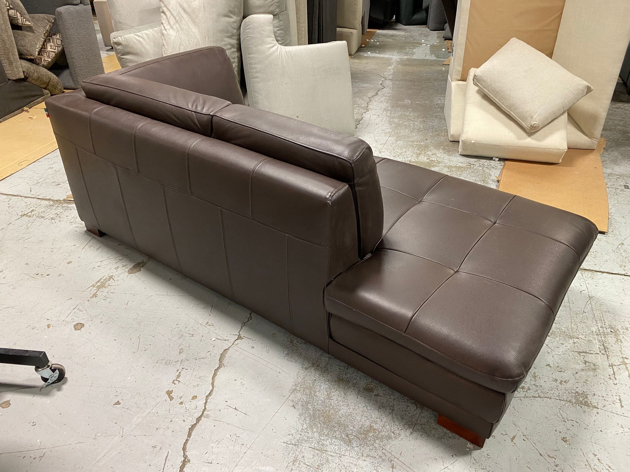 124" Wide Leather Match Chaise Piece **AS IS**