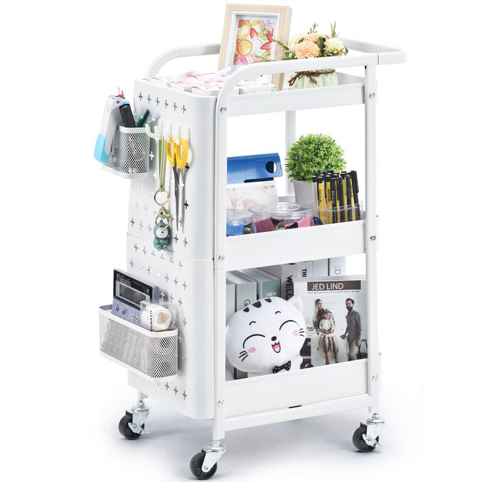 3-Tier Storage Rolling Cart, White (#K6237)
