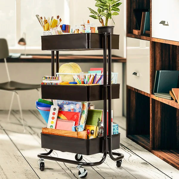 3-tier Rolling Steel Utility Cart with Wheels