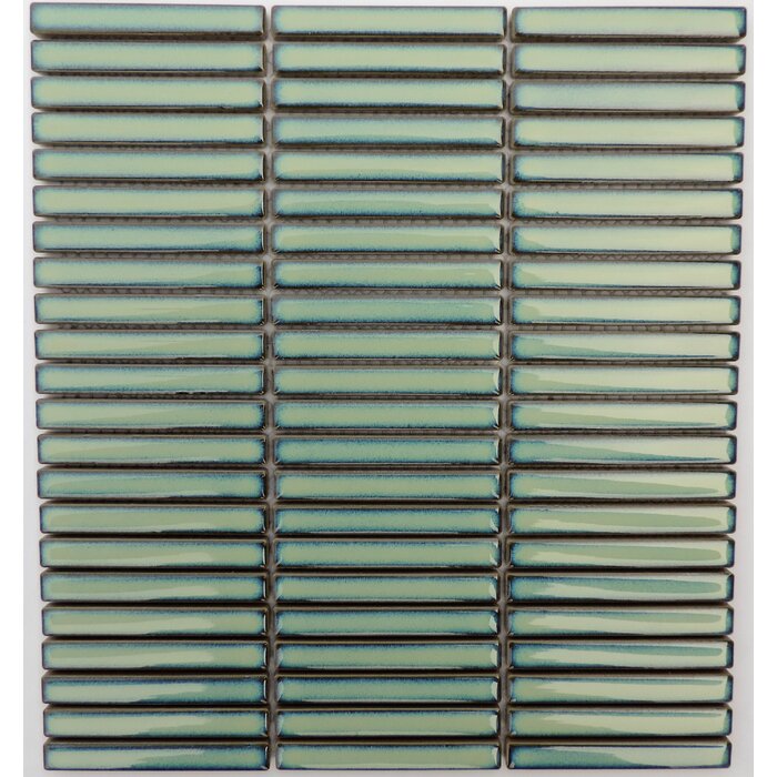 Turquoise Green 3.5" x 0.5" Micro-beveled Porcelain Mosaic Sheet Tile