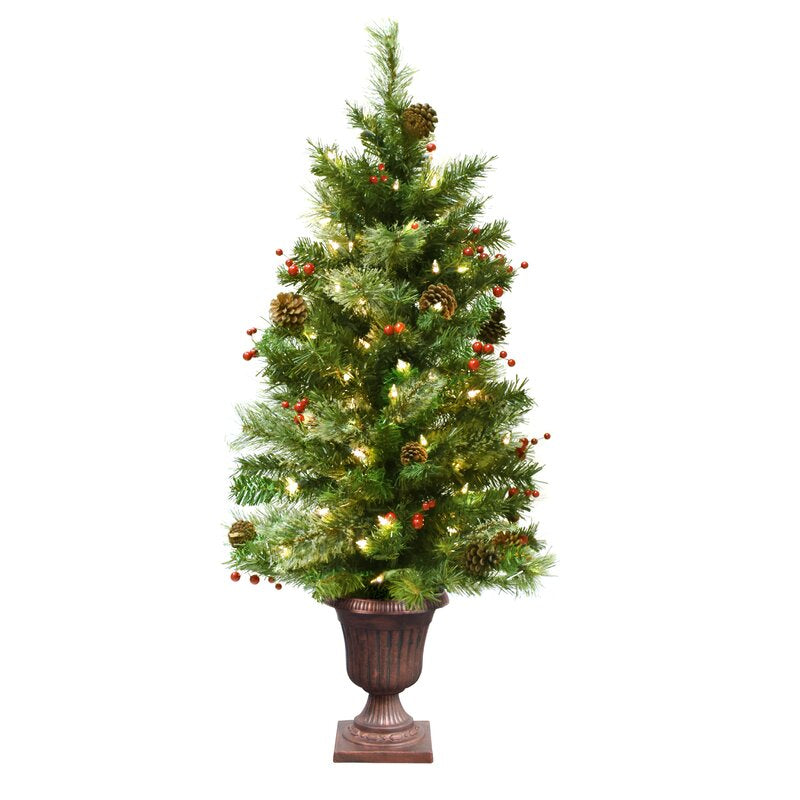 3.5' Green Fir Trees Artificial Christmas Tree with 50 Warm White Lights