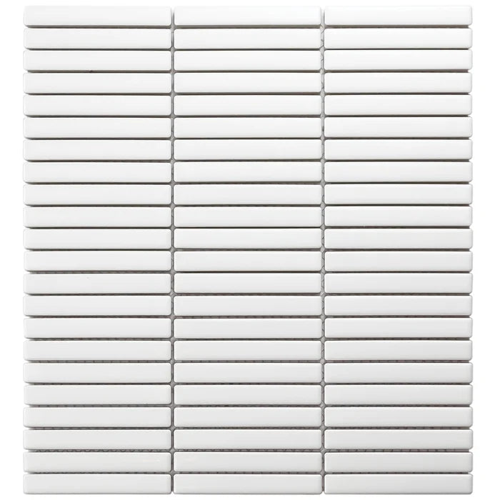 3.5" x 0.5" Micro-beveled Porcelain Mosaic Sheet Tile