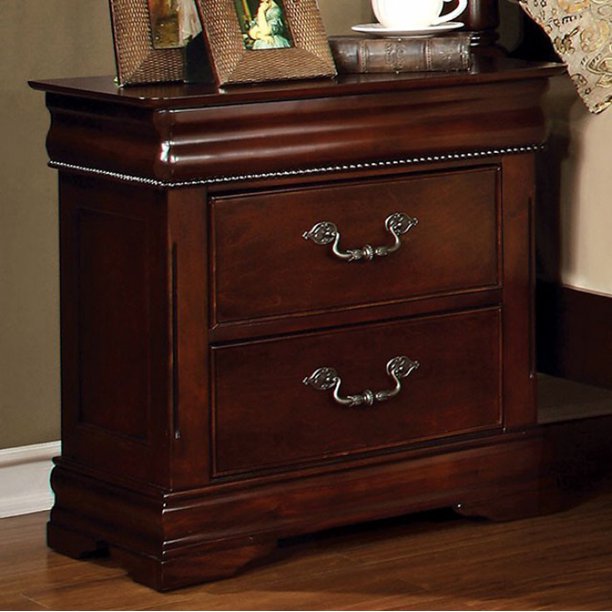 Benzara Mandura Contemporary Night Stand In Cherry Finish