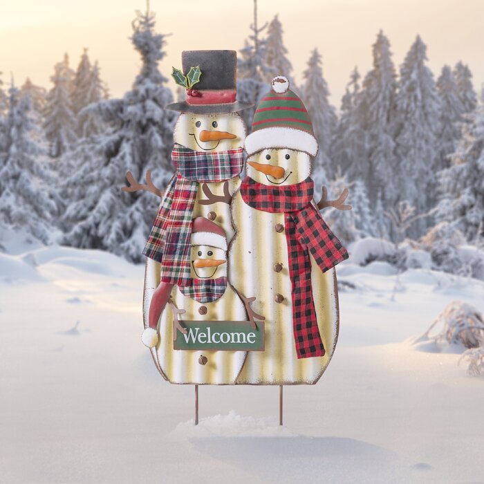 30"H Metal Christmas Sampson Family Snowman Yard Stake (no further discounts)