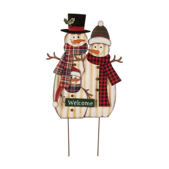 30"H Metal Christmas Sampson Family Snowman Yard Stake (no further discounts)