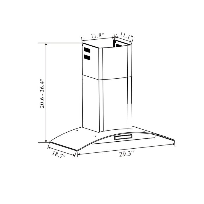 30" 520 CFM Convertible Wall Mount Range Hood in Stainless Steel K8018