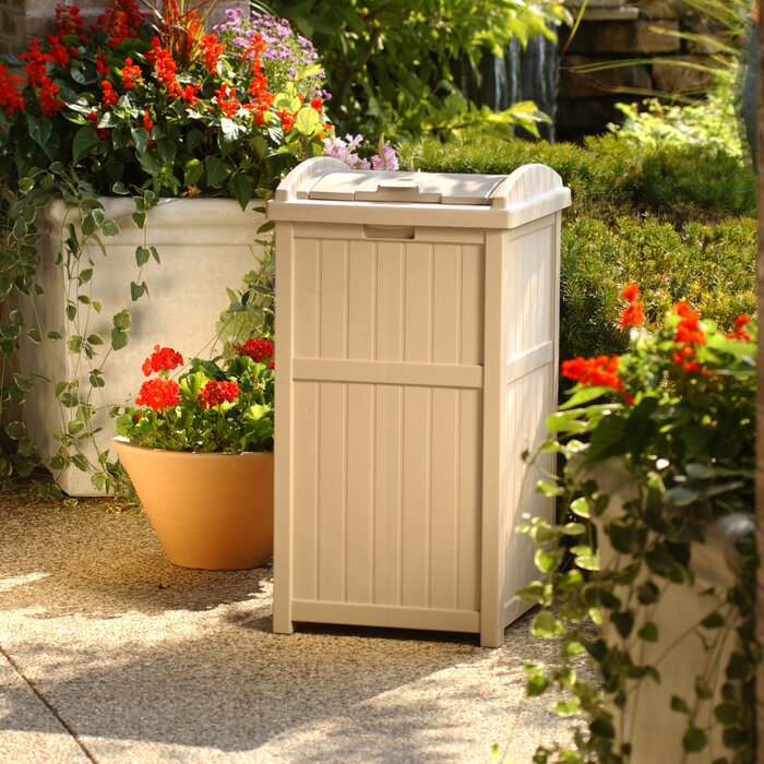 30 Gallon Outdoor Trash Can, Taupe (#K6443)