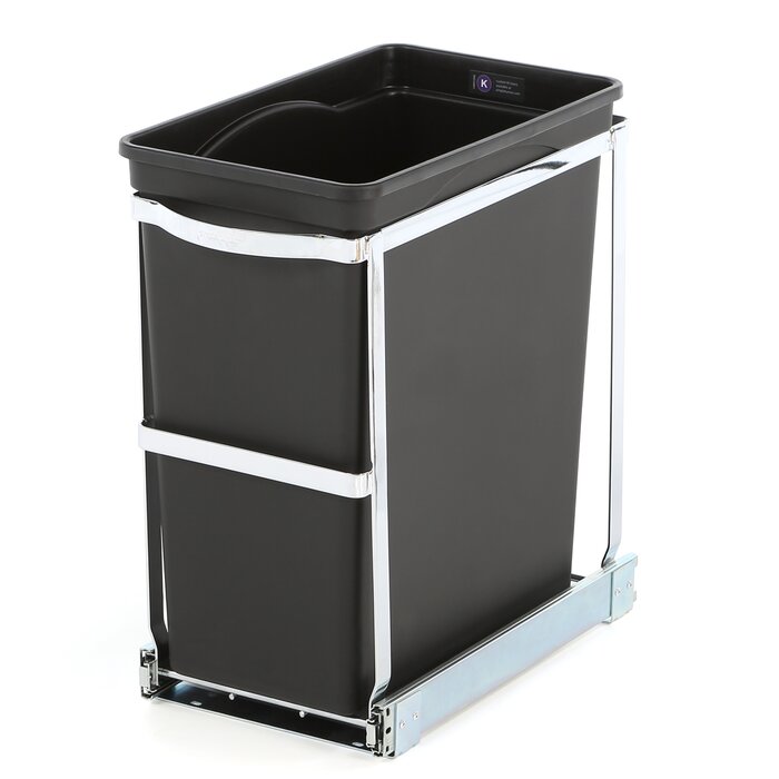 30 Liter / 8 Gallon Under Counter Kitchen Cabinet Pull-Out Trash Can