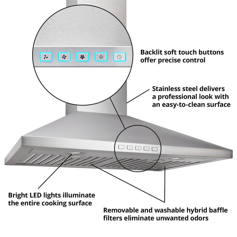 30" BWP2 Series 630 CFM Convertible Wall Mount Range Hood K8528