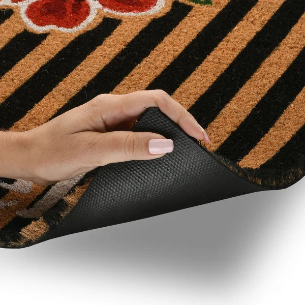 30" Floral Stripes Coir Doormat