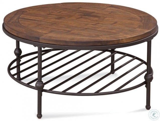 Boho Distressed Rustic Barnside Round Cocktail Table TTR487
