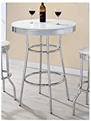 30" Round Pub Table in White and Chrome
