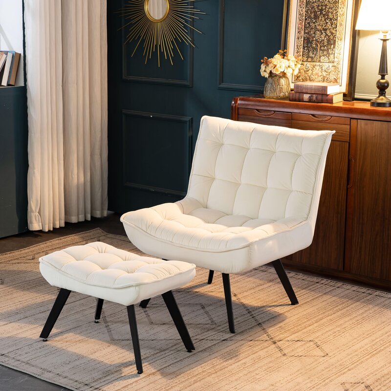 31'' Wide Tufted Velvet Lounge Chair and Ottoman DR6019