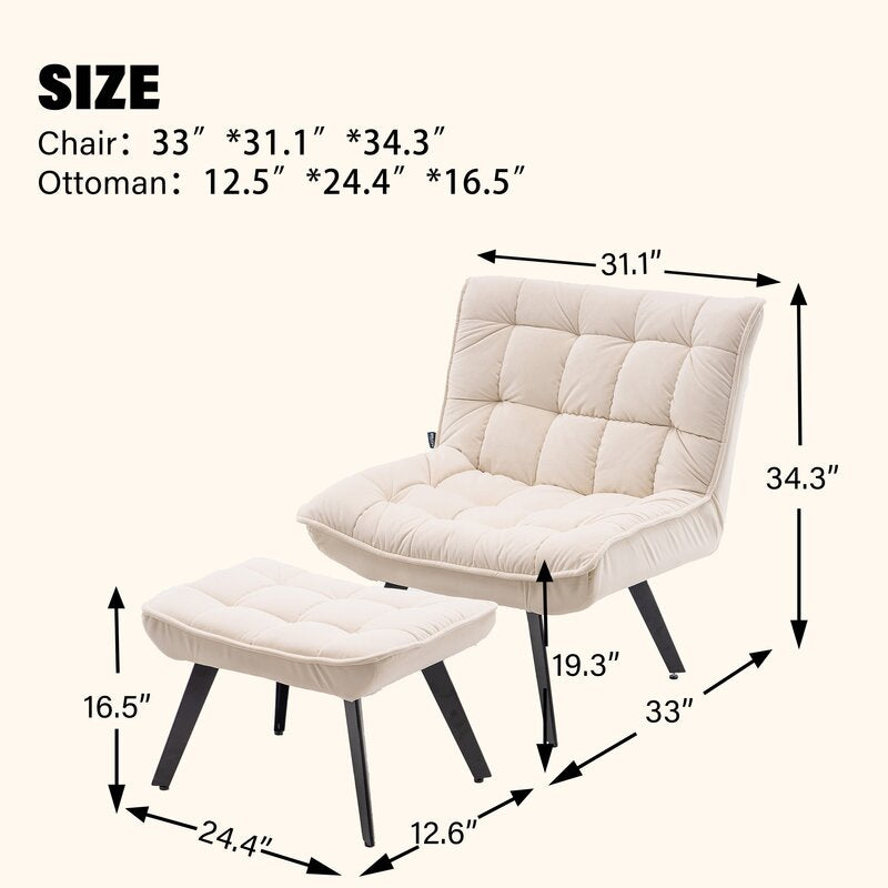 31'' Wide Tufted Velvet Lounge Chair and Ottoman DR6019