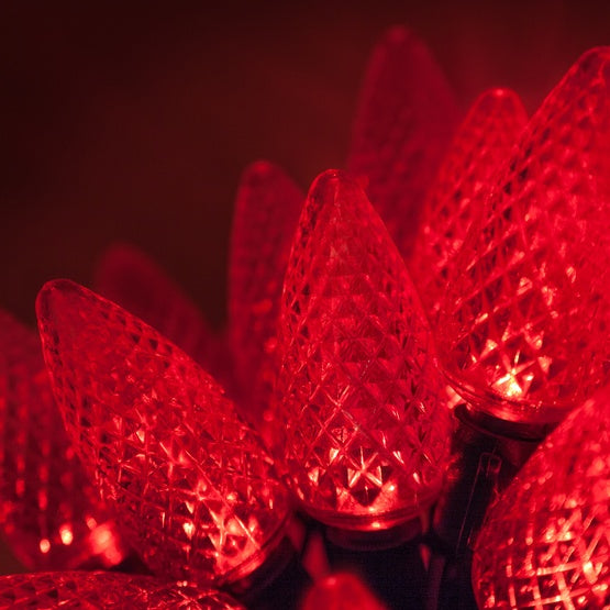 25 C9 Red LED Christmas Lights, 8" Spacing SHS156