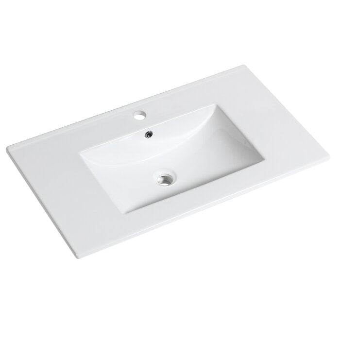 32" Single Bathroom Vanity Top in White with Sink