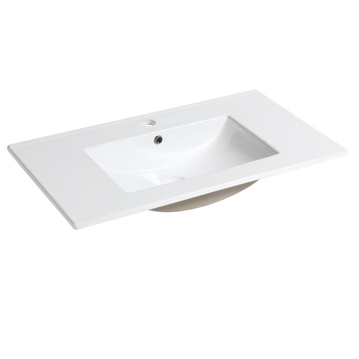 32" Single Bathroom Vanity Top in White with Sink
