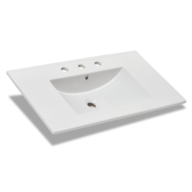 32'' Single Bathroom Vanity Top in White with Sink