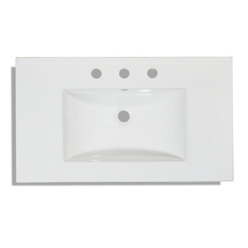 32'' Single Bathroom Vanity Top in White with Sink