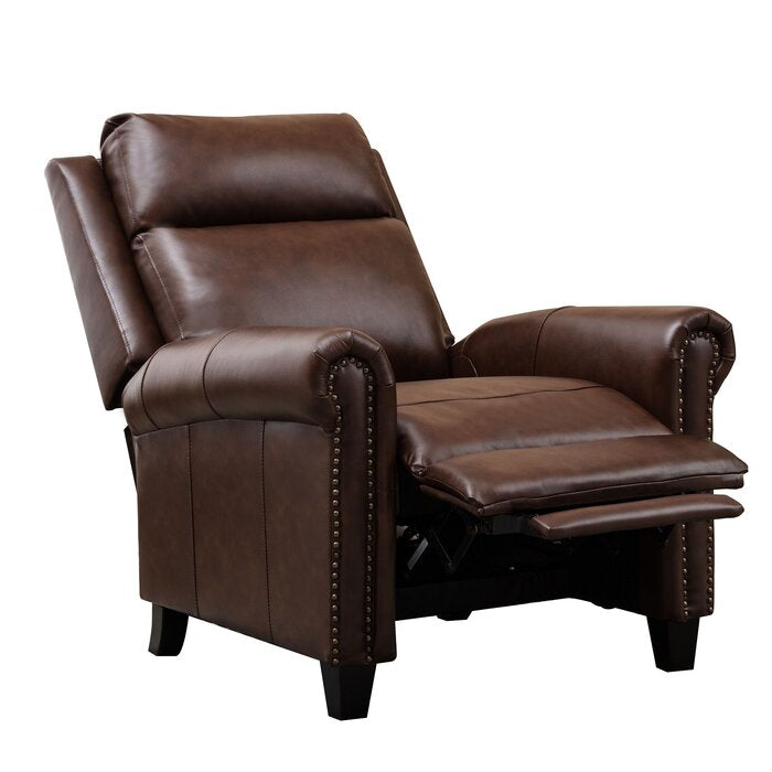 33.5" Wide Top Grain Genuine Leather Pushback Recliner
