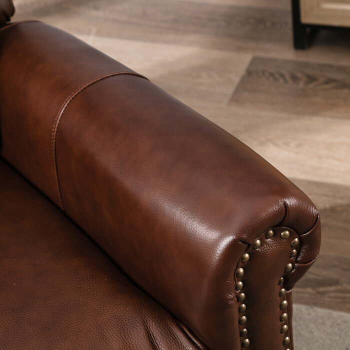 33.5" Wide Top Grain Genuine Leather Pushback Recliner