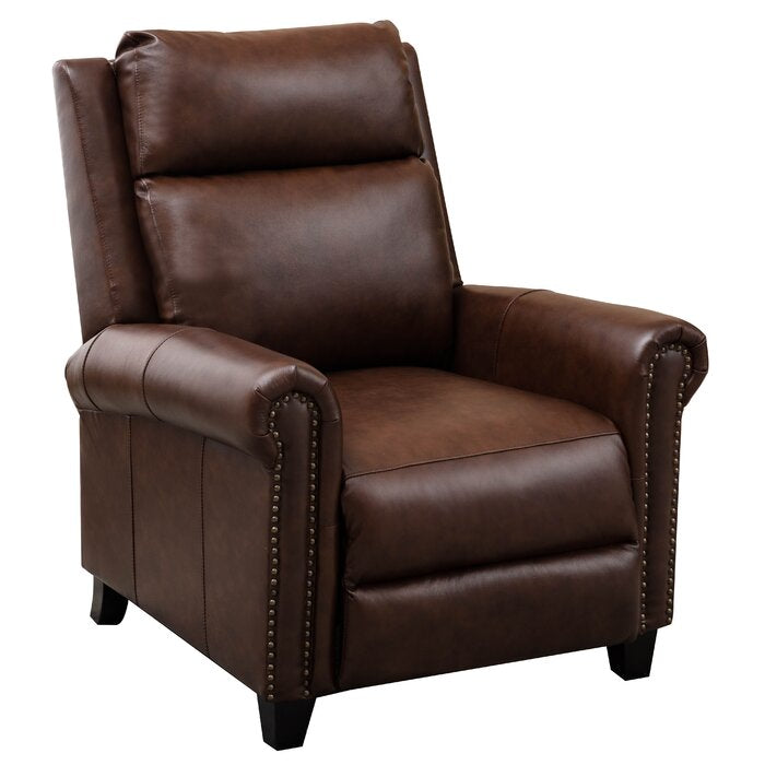 33.5" Wide Top Grain Genuine Leather Pushback Recliner
