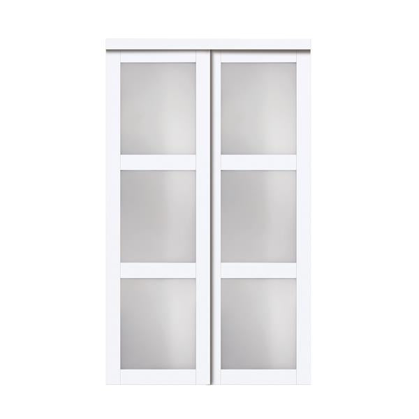 48-in x 80-in Off-White Frosted Glass Sliding Closet Door K8057