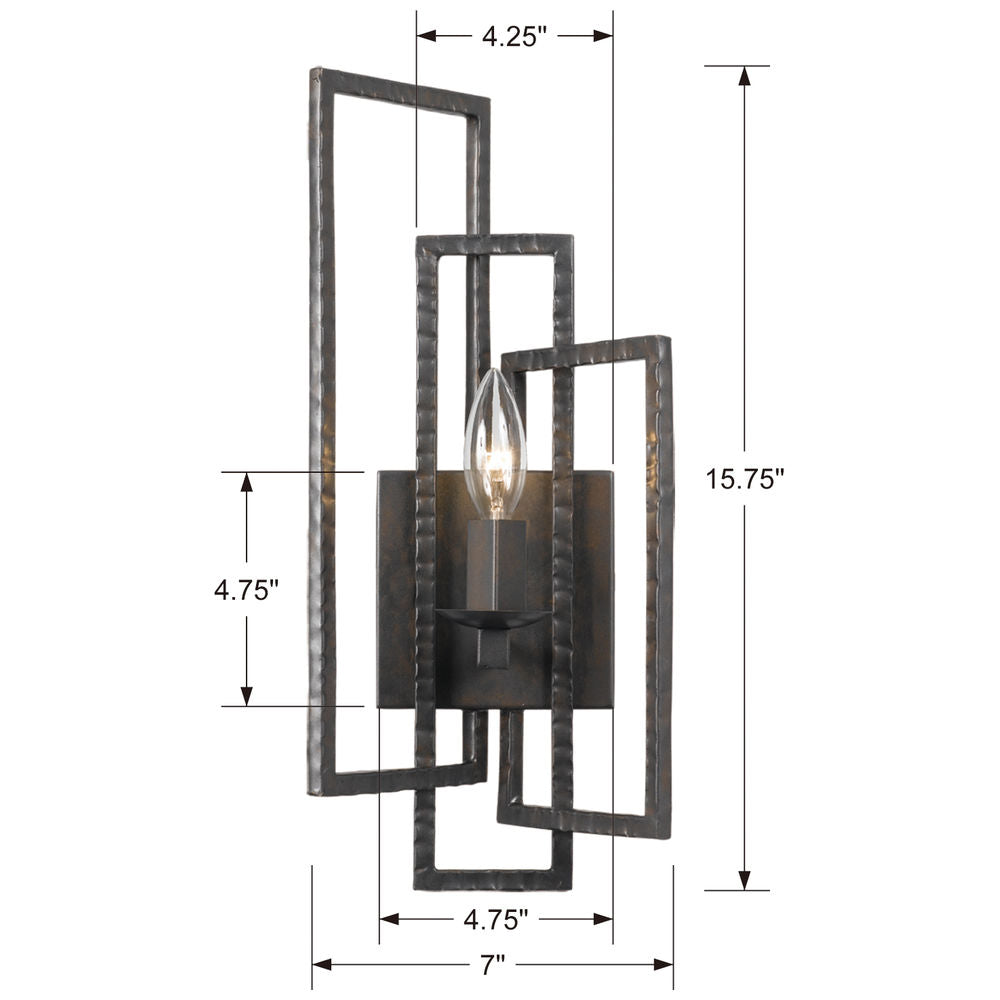 331-RS Crystorama Capri 1 Light Raw Steel Sconce CL116