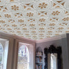 Dundee Deco Falkirk Perth Damask Pearl White and Gold Surface-Mount Panel Ceiling Tiles - 50-Pack