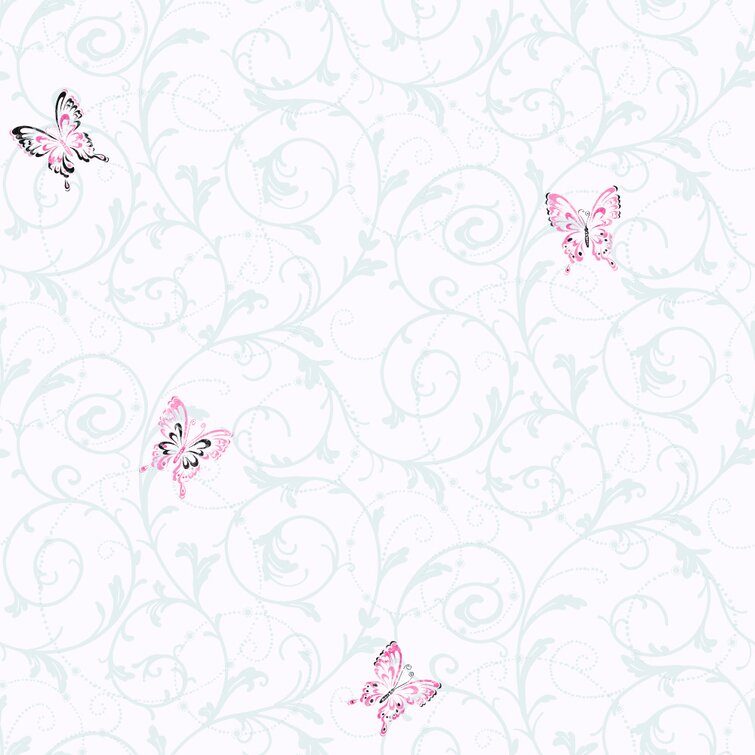 33' x 20.5" Butterfly Scroll Wallpaper