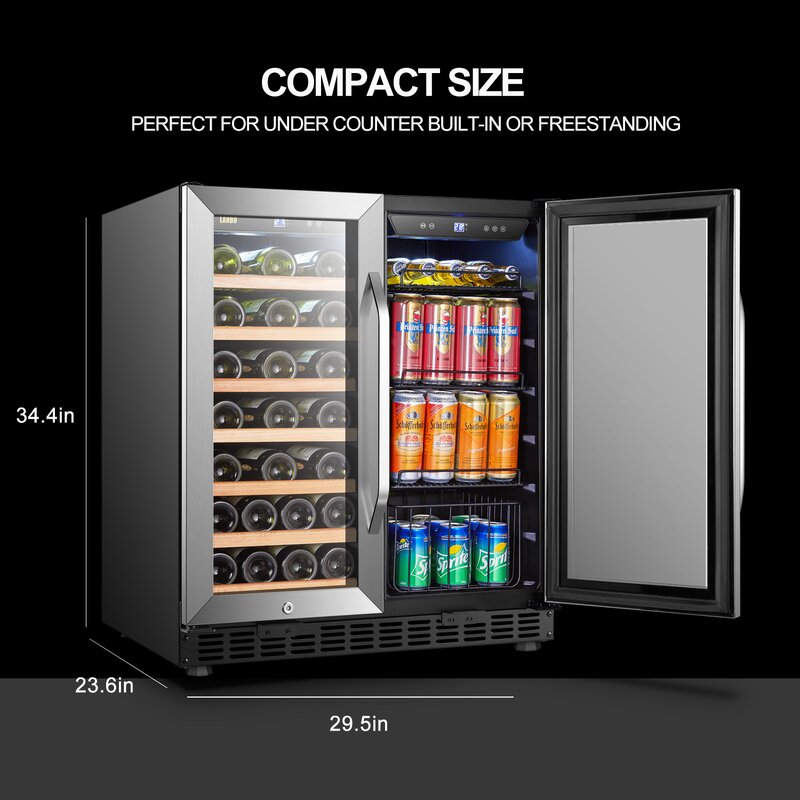 33 Bottle and 70 Can Dual Zone Freestanding Wine and Beverage Refrigerator MG477