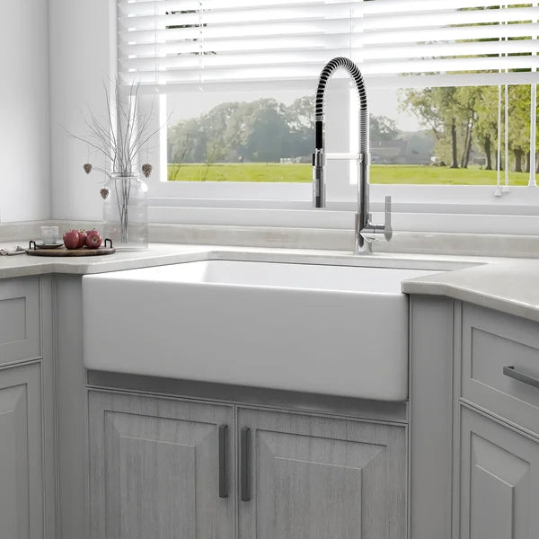 33" L x 20" W Farmhouse Kitchen Sink with Sink Grid and Basket Strainer