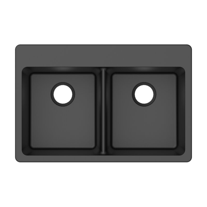 Black 33" L x 22" W Double Bowl Dual Mount Kitchen Sink (Part number: WGBL10303) CYB153
