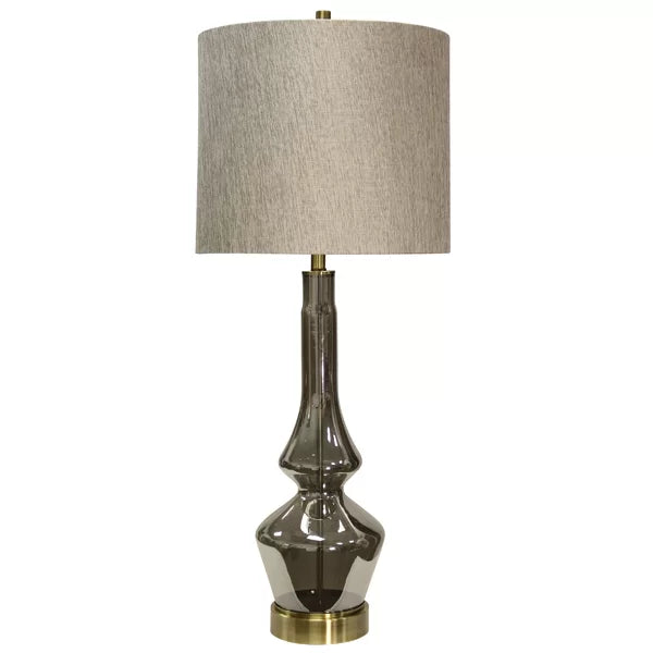 34" Smoke Glass Table Lamp