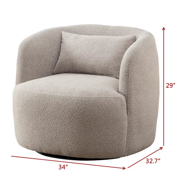 34" Wide Boucle Upholstered Swivel Armchair
